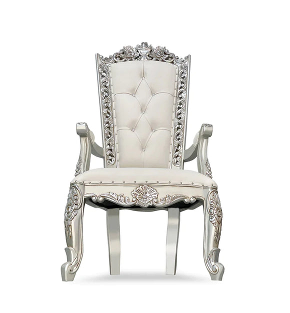 White/Ivory & Silver Armchair $125.00